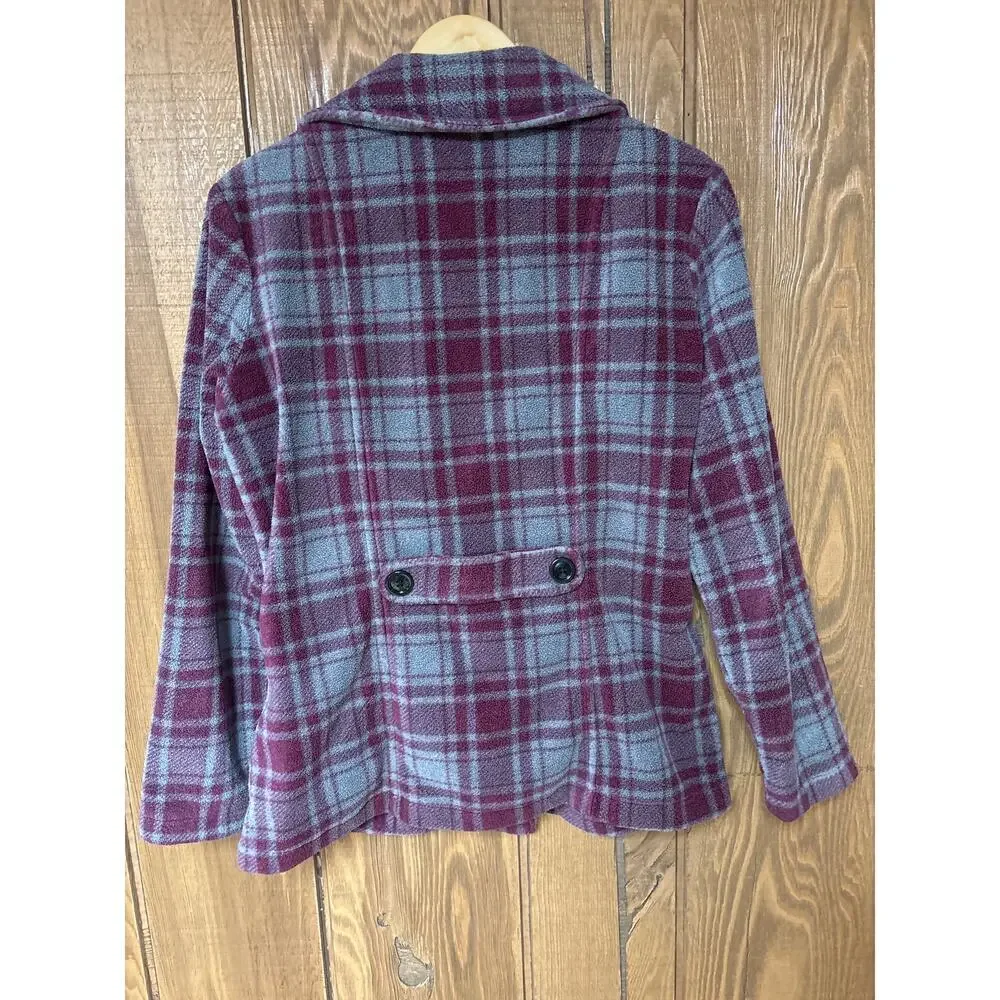 Natural Reflections Purple/Gray/Black Fleece 2 Pocket Academia Pea Coat Size L‎